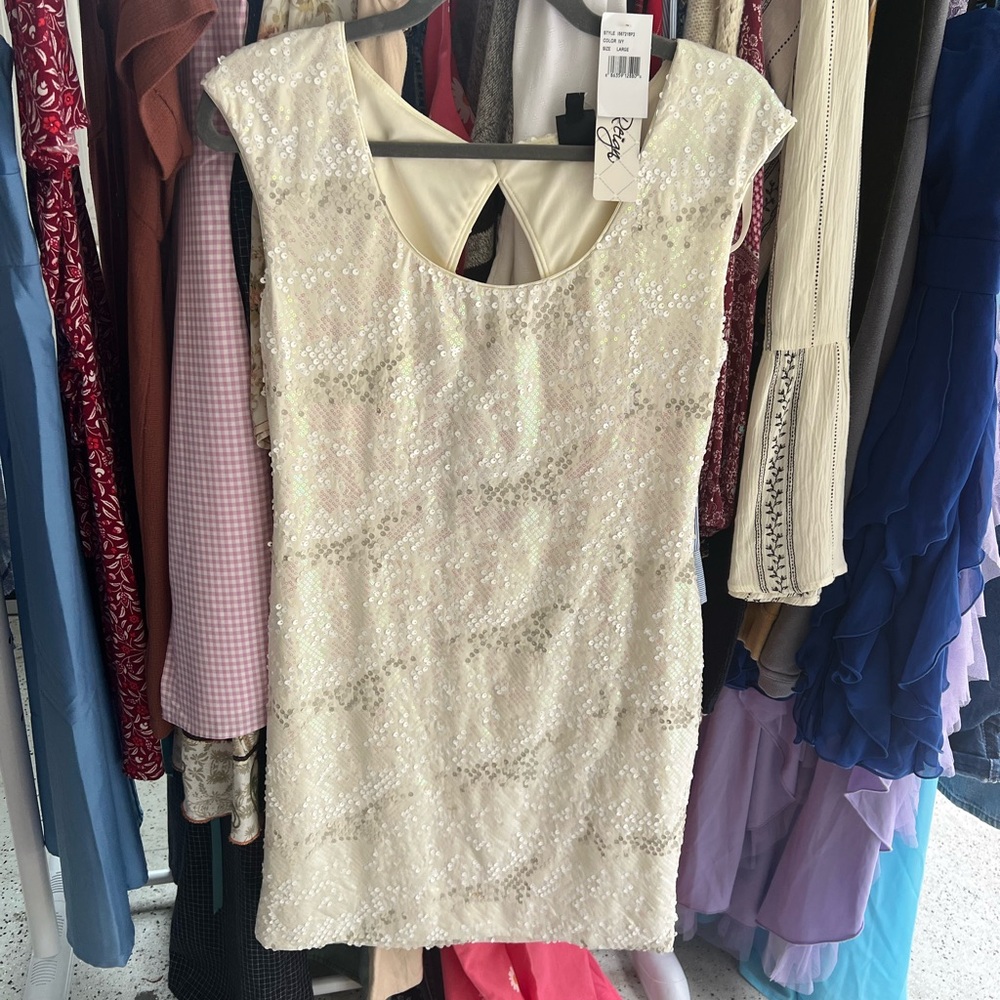 Sequin Cream Dress